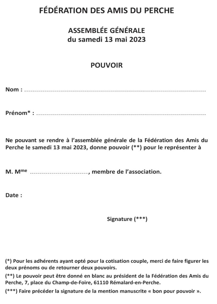 2023-05-13, AG fédération Thiron-Gardais, Pouvoir