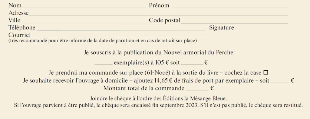 Armorial du Perche, page 4 (bulletin de souscription, à télécharger)