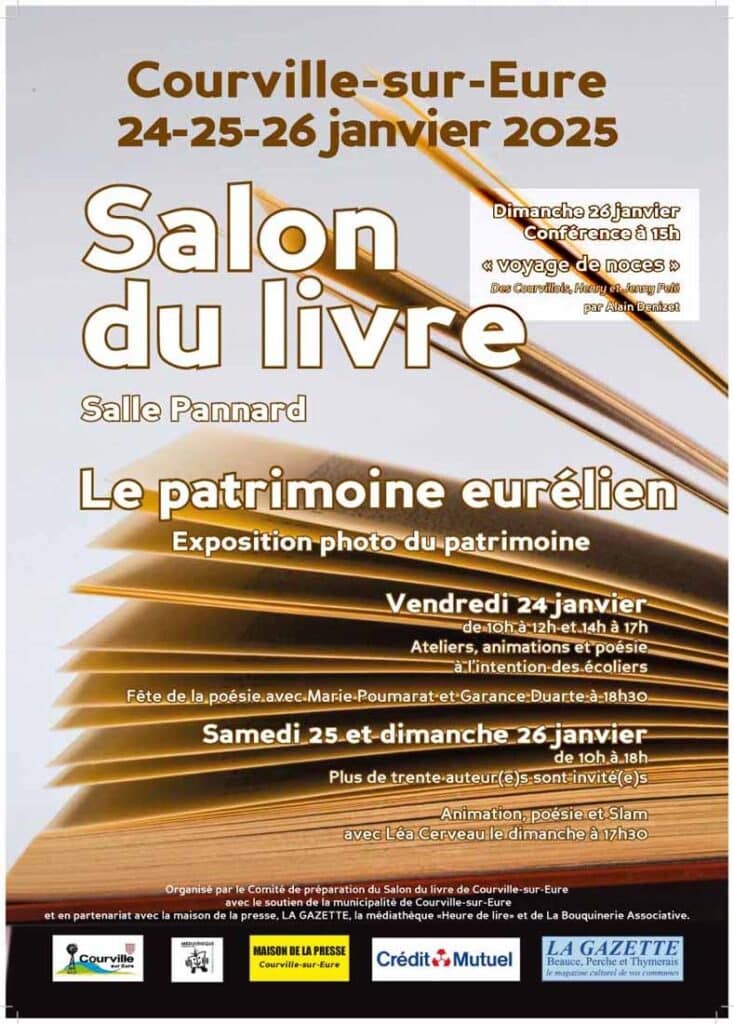 Affiche salon du livre de Courville, janvier 2025