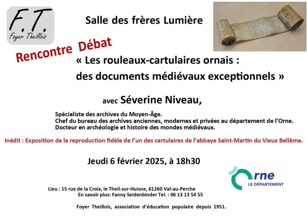 Affiche conférence de Séverine Niveau, au foyer Theillois 6 février 2025