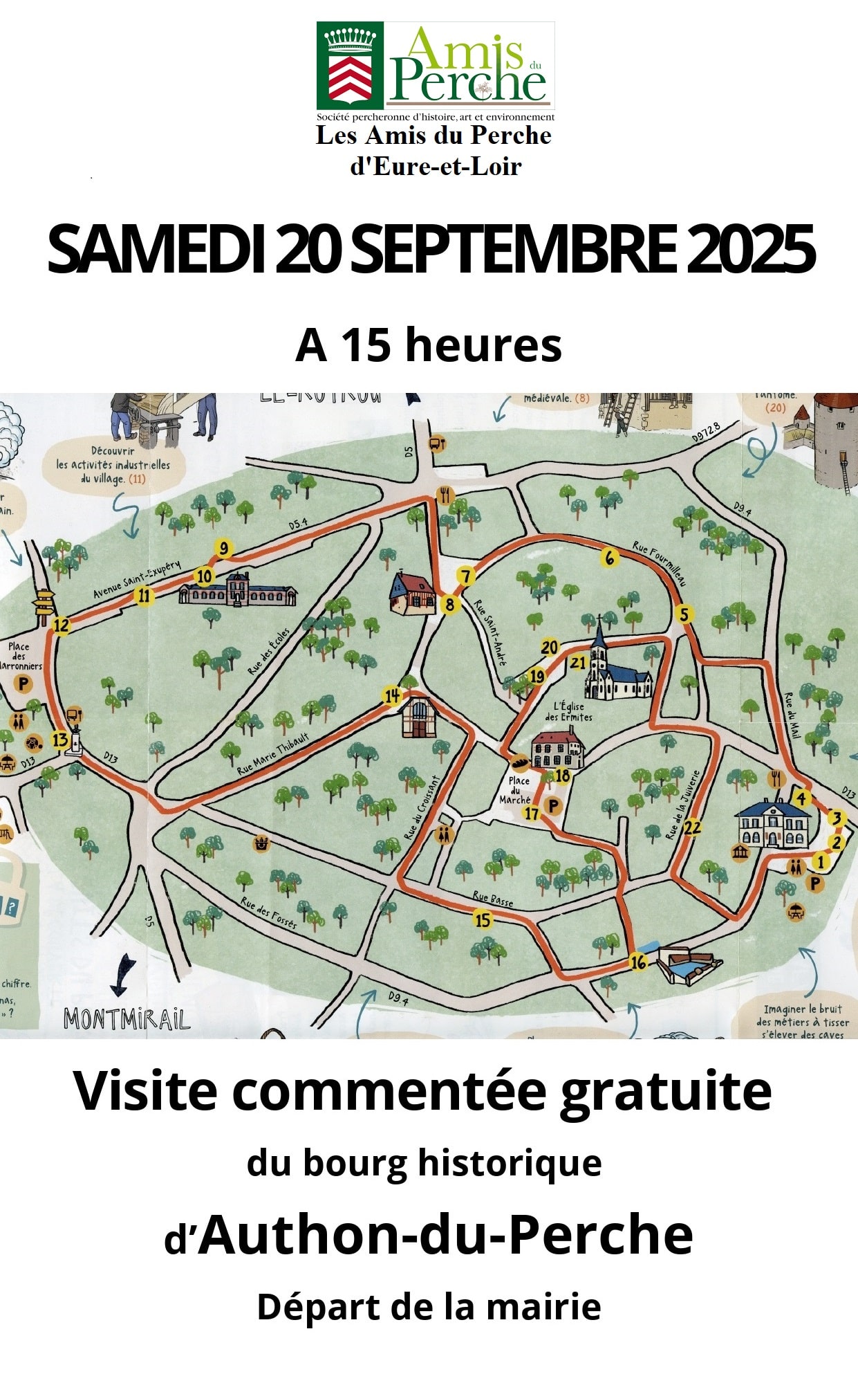 visite de bourg des Amis du Perche d'Eure-et-Loir d'Authon-du-Perche (samedi 20 septembre 2025)